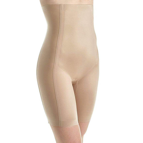 High waisted beige nude thigh slimming spanx skims shapewear shorts with mid thigh leg