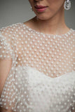 Delicate modest bridal light weight polka dot casual formal sheer jacket