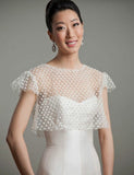 Delicate modest bridal light weight polka dot casual formal sheer jacket