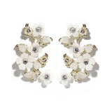 white and gold floral bridal cuff earrings with zirconia gems