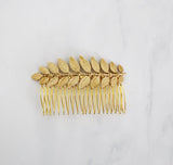 Golden hair accessory botanical bridal leaf delicate handmade