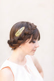 Golden hair accessory botanical bridal leaf delicate handmade