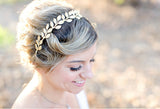 Raw golden brass delicate boho casual formal bridal leaf adjustable headpiece